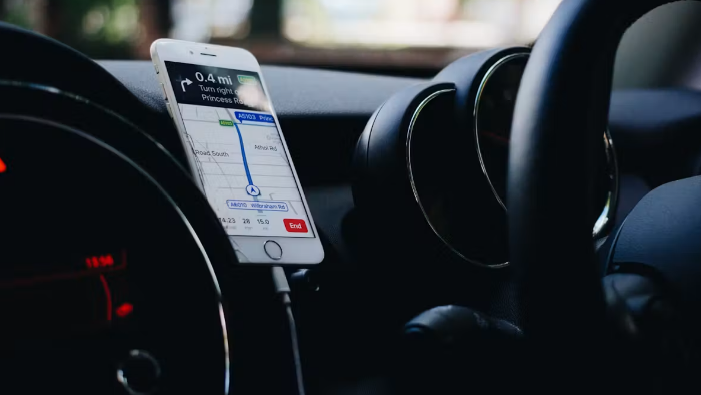 Iphone with navigation on screen in car