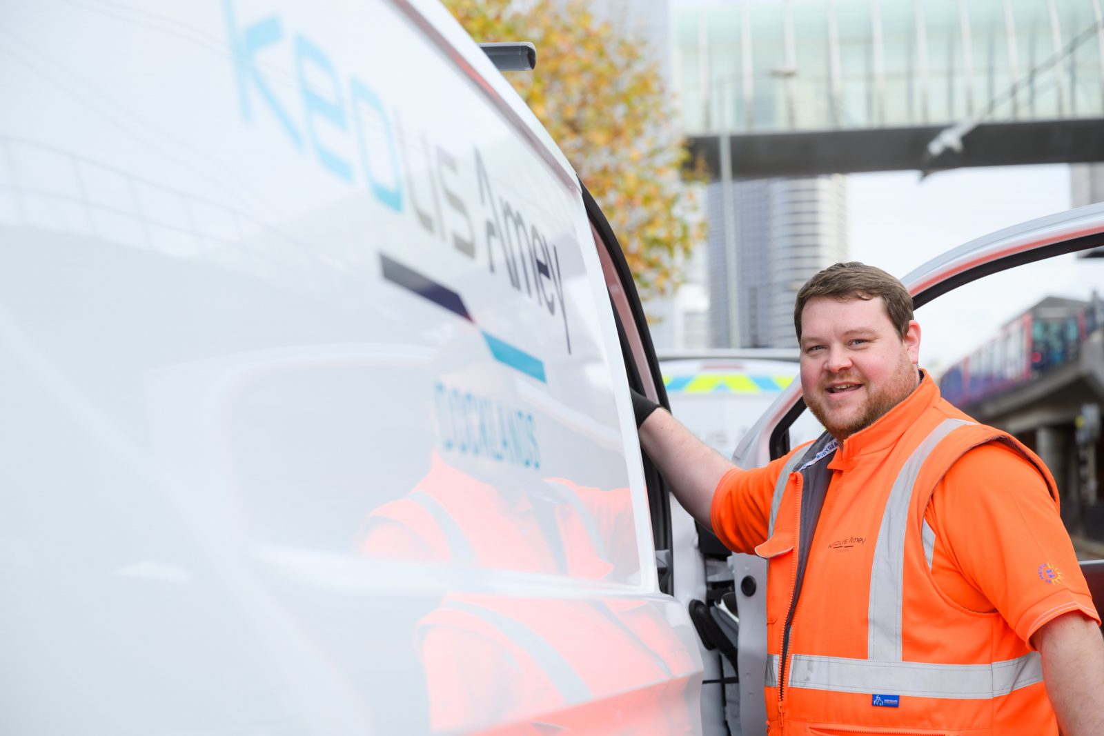 KeolisAmey team member and van 2025