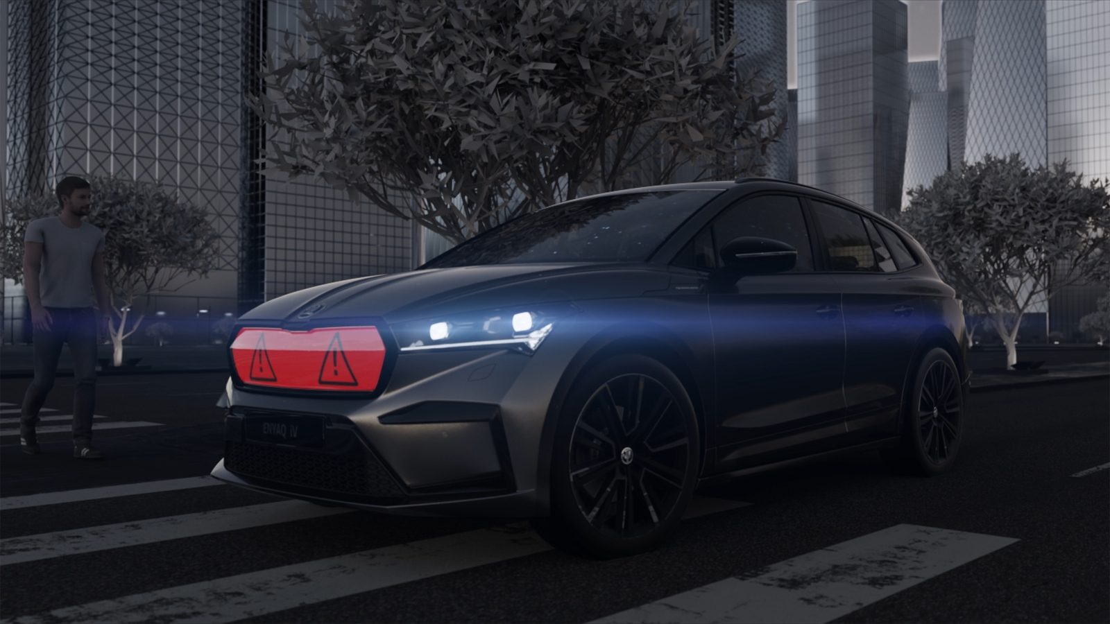 Škoda testing car-to-pedestrian communication grille