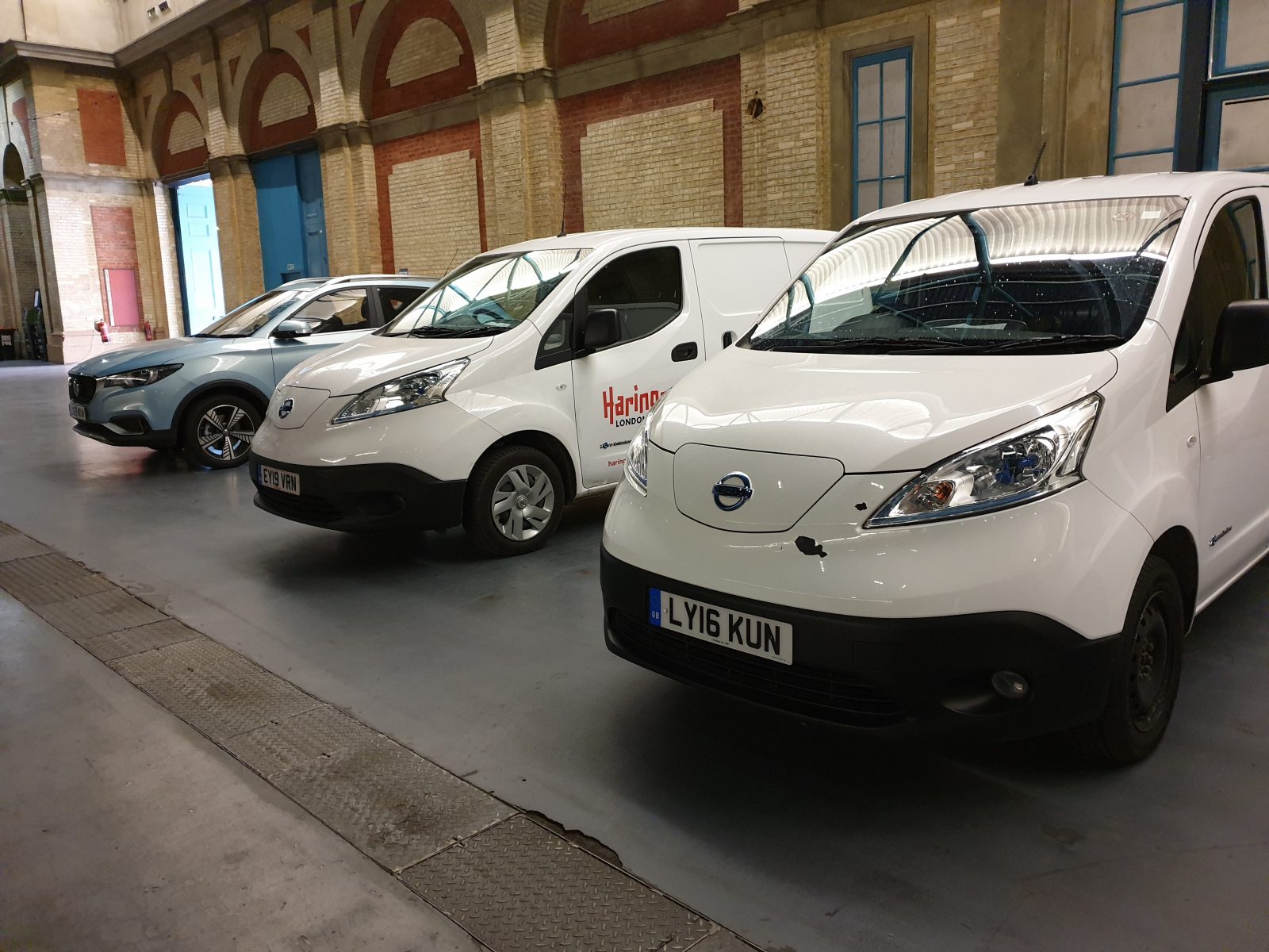 Row of electric cars and vans