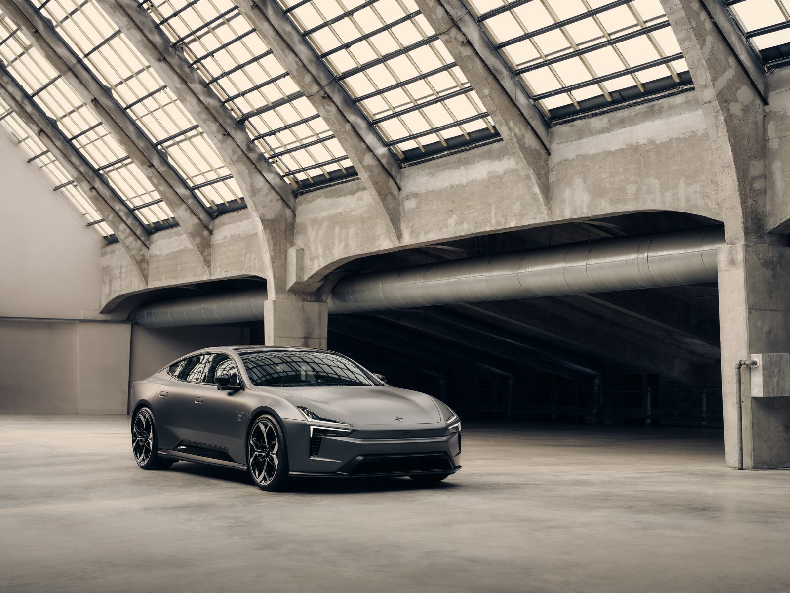 Polestar 5 electric car in warehouse