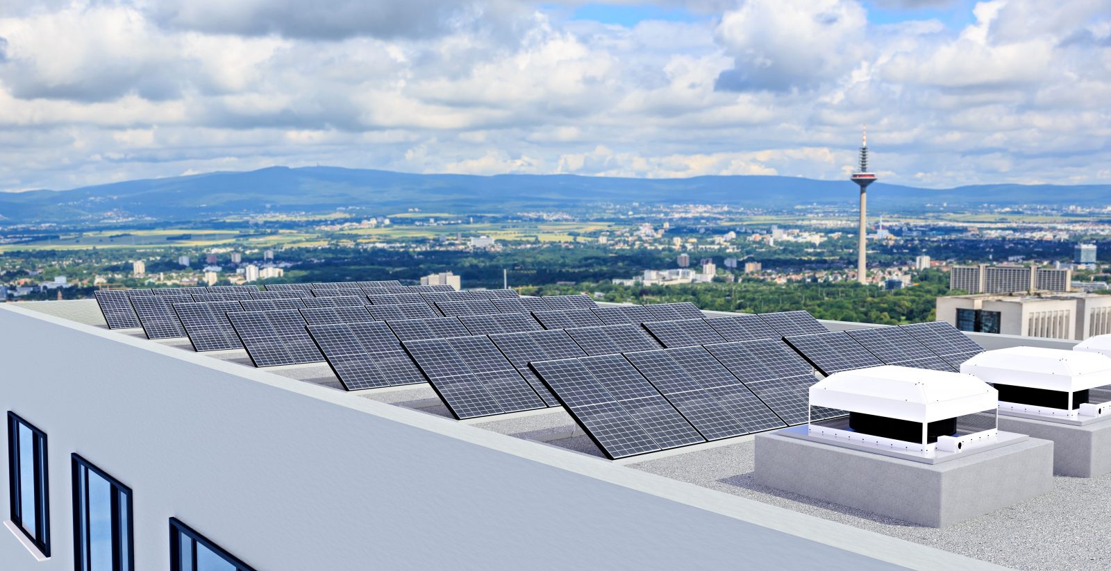 Solar panels on a factory