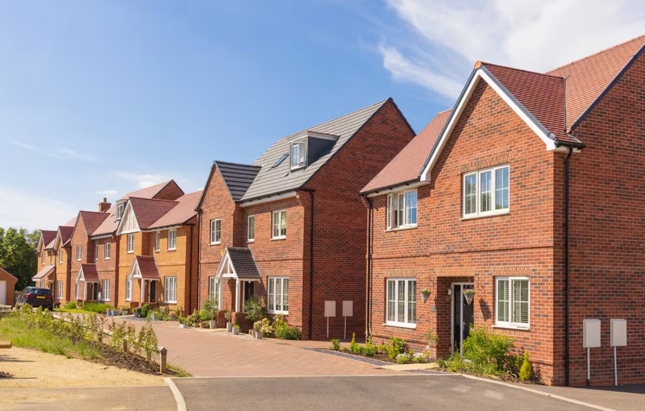 row of houses in UK on new build housing estate